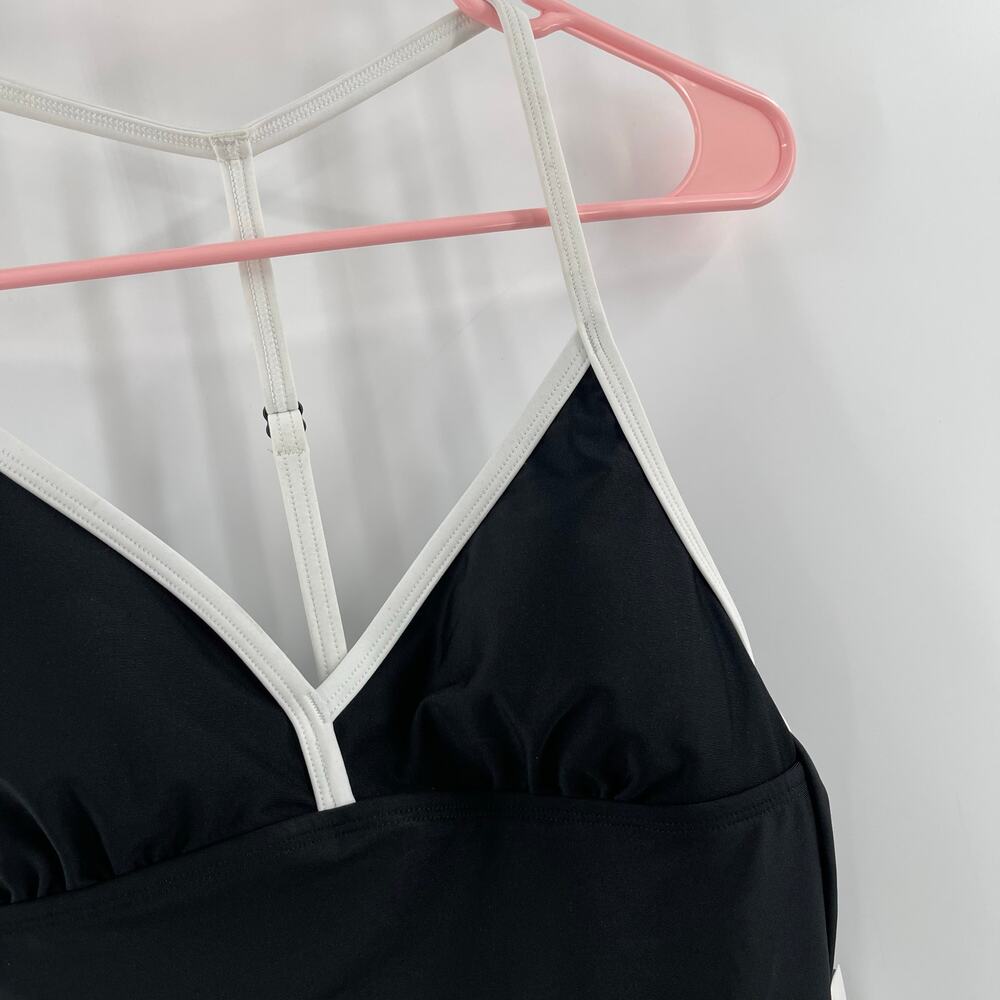 DKNY Swimsuit Size Small Black White T-Strap Back Sporty Swim One Piece NWT - Picture 11 of 16